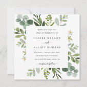 Invitation Carré Mariage Eucalyptus Green Foliage (Devant)
