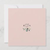 Invitation Carré Mariage floral or bleu bordeaux simple (Dos)