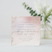 Invitation Carré Mariage Ombre Blush Pink Frosted Foil Luxe (Debout devant)