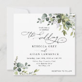 Invitation Carré Mariage simple Eucalyptus Green (Devant)