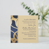 Invitation Carré Marine Faux Gold Déco Design (Debout devant)