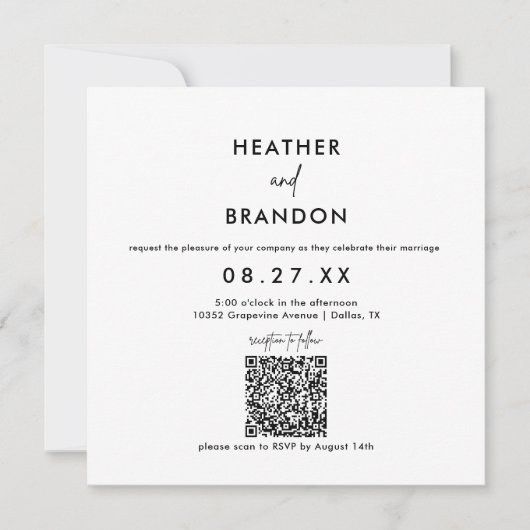 Invitation Carré minimaliste du code QR (Devant)
