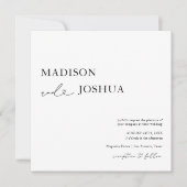 Invitation Carré Moderne Calligraphie cardiaque Mariage (Devant)