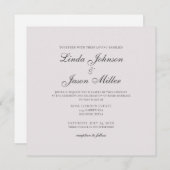 Invitation Carré moderne classique Mariage rose pâle  (Devant / Derrière)