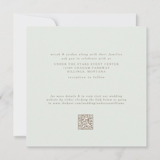 Invitation Carré moderne élégant et simple Mariage de taille  (Dos)