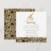 Invitation Carré moderne Safari aventure Baby shower Giraffe (Devant / Derrière)