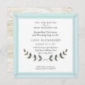 Invitation Carré Moderne Simple Ferme Bébé Garçon Douche (Devant / Derrière)