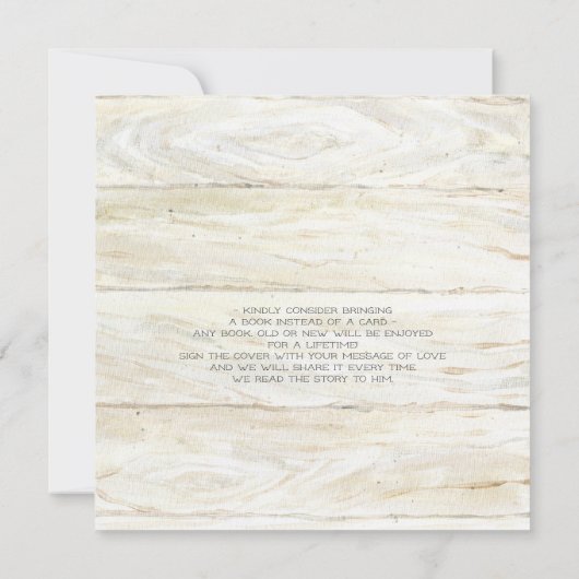 Invitation Carré Moderne Simple Ferme Bébé Garçon Douche (Dos)