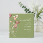 Invitation Carré Moss Green Bridal Brunch d'automne et bulle (Debout devant)