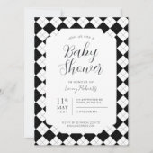 Invitation Carré noir et blanc Argyle genre neutre (Devant)