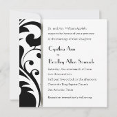 Invitation Carré noir et blanc Damask (Dos)