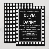 Invitation Carré noir et blanc Mariage moderne tendance (Devant / Derrière)