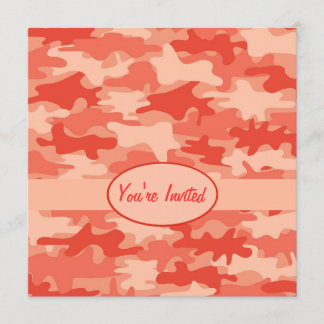 Invitation Carré orange d'événement de partie de camouflage