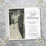 Invitation carré photo Mariage du 70e anniversaire<br><div class="desc">Personnalisez avec votre photo de mariage préférée et vos détails spéciaux de célébration du 70e anniversaire du mariage en platine dans la typographie chic. L'inverse est le platine amour coeur confetti. Conçu par Thisisnotme©</div>