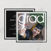 Invitation Carré photo moderne Graduation Party (Devant / Derrière)