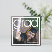 Invitation Carré photo moderne Graduation Party (Debout devant)