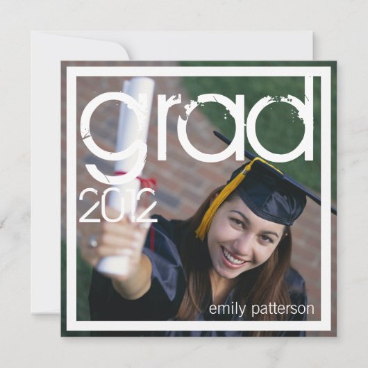 Invitation Carré photo moderne Graduation Party (Devant)
