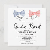 Invitation Carré Pink et Blue Bows Sveine Party (Devant)