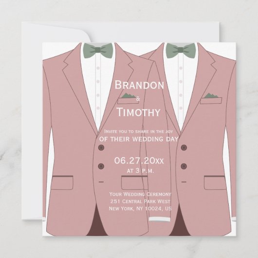 Invitation Carré Pink Gay Wedding Invite (Devant)