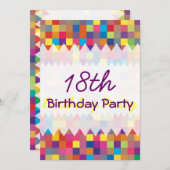 Invitation Carré Pixel Rainbow (Devant / Derrière)