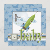 Invitation Carré pour bébé garçon (Devant / Derrière)