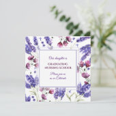 Invitation Carré Purple Aquarelle Fleurs Graduation (Debout devant)