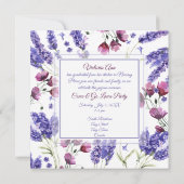 Invitation Carré Purple Aquarelle Fleurs Graduation (Dos)