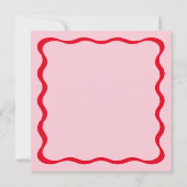 Invitation Carré rétro rose et rouge ondulée Insérer (Dos)
