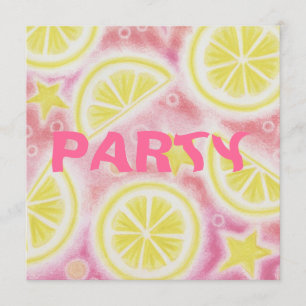 Invitation Carré rose d'invitation de partie de "citrons" de