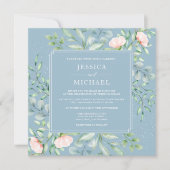 Invitation Carré  Rose Dusty Blue  Mariage (Devant)