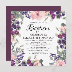 Invitation Carré rose pourpre