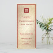 Invitation Carré rouge double bonheur or Mariage chinois (Debout devant)