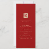 Invitation Carré rouge/or double bonheur Mariage chinois (Dos)