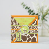 Invitation Carré Safari Boy Orange (Debout devant)