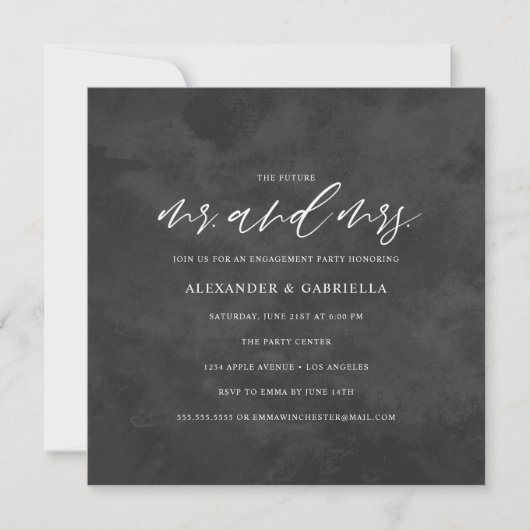Invitation Carré Script Futur M & Mme Engagement Party (Devant)