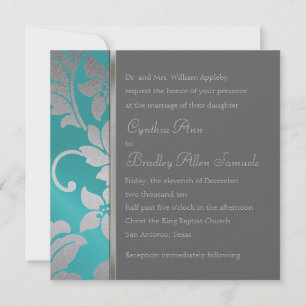 Invitation Carré Silver Damask