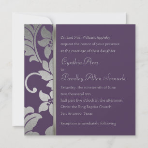 Invitation Carré Silver Damask