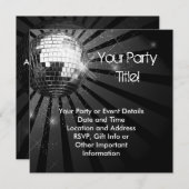 Invitation Carré Silver Sparkle Disco Ball Party (Devant / Derrière)