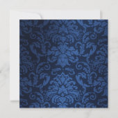 Invitation Carré Simple Navy Damask Shimmer (Devant)