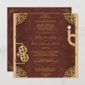 Invitation Carré Steampunk (Devant / Derrière)