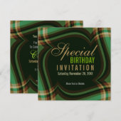 Invitation Carré Tartan Vert Or (Devant / Derrière)