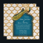 Invitation Carré Vintage Peacock Arabesque Mariage or<br><div class="desc">Élégant.  Sophistiqué.  Style vintage mais design moderne.  Illustration paon exquise avec cadre de tour minaret et motif arabesque en or dimensionnel avec aspect parties scintillant.   Copyright,  Audrey Jeanne Roberts.</div>