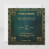 Invitation Carré vintage vert foncé (Devant)