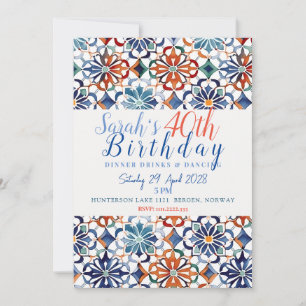 Invitation Carreau à motif floral géométrique simple