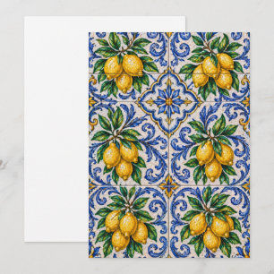 Invitation Carreau d'azulejo au citron méditerranéen