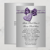 Invitation Carreau de carreau de ruban d'argent mauve Nous (Devant / Derrière)
