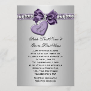 Invitation Carreau de carreau de ruban d'argent mauve Nous