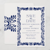 Invitation Carreau de Talavera bleu Fiesta espagnole Enregist (Devant / Derrière)