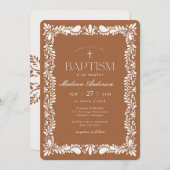 Invitation Carreau de Talavera en argile, Baptême espagnol de (Devant / Derrière)