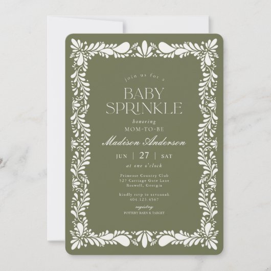 Invitation Carreau de Talavera vert Fête espagnole Baby Sprin (Devant)